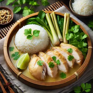 Poulet vapeur à la citronnelle et lait de coco