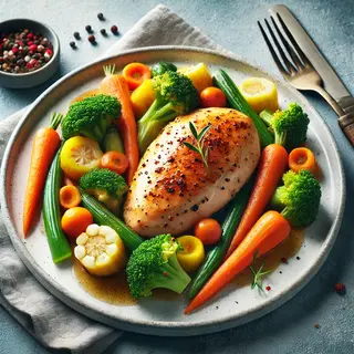 Poulet vapeur aux épices et légumes croquants