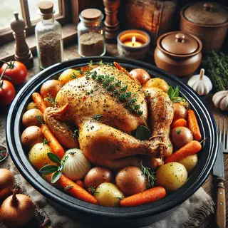 Poulet entier aux légumes en mijoteuse