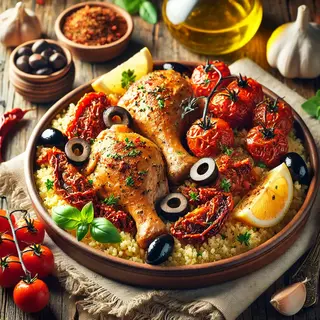 Poulet méditerranéen aux olives et tomates séchées