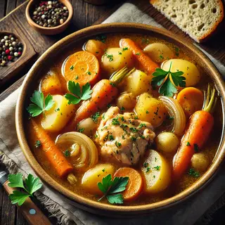 Ragoût de poulet aux pommes de terre et carottes