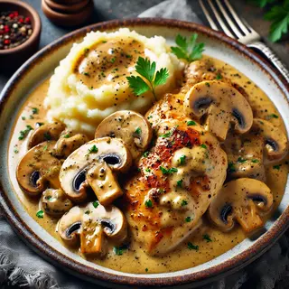 Poulet à la moutarde et aux champignons