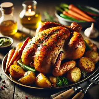 Poulet Rôti à la Moutarde et aux Herbes