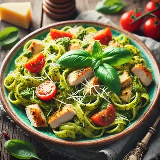 Tagliatelles au Poulet et au Pistou